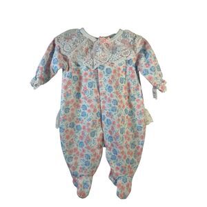Sweet treasures USA 0-3m baby sleeper vintage old new stock lace ruffle snap but